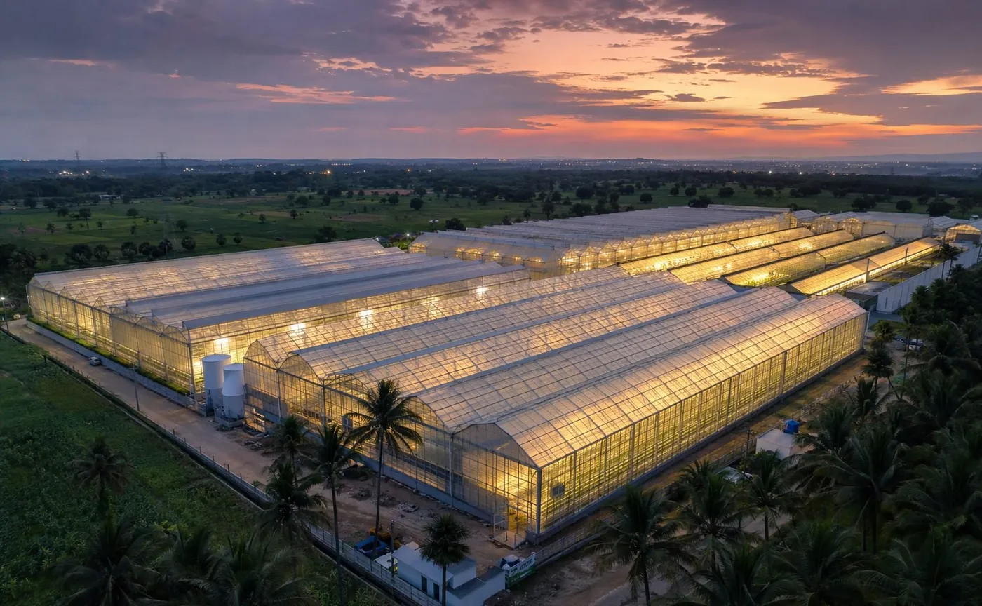 Home base, near Bangalore — Aerial View, Growize aeroponic farm near Bangalore